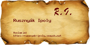 Rusznyák Ipoly névjegykártya